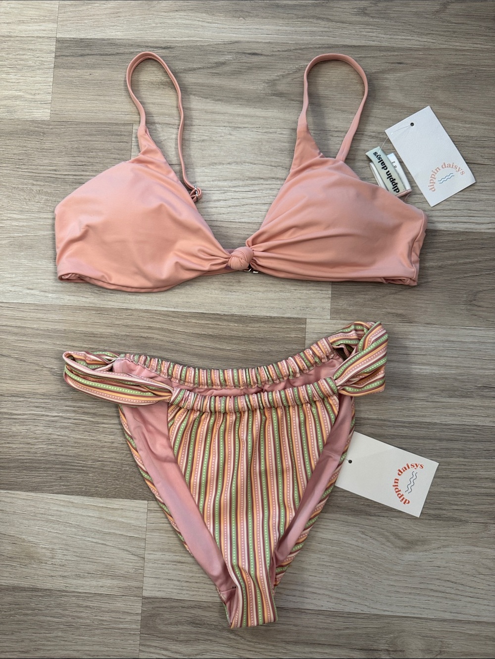 Dippin' Daisy's Pink & Multicolor Striped Women’s Bikini Set